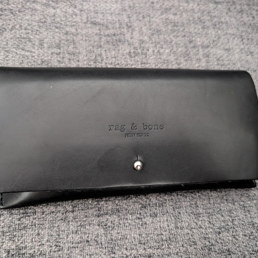 RAG AND BONE Black Leather Glasses Case With Travel Bag